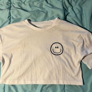 SHEIN small white crop top with smiley face